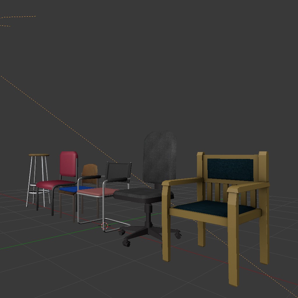 Low-Poly-Chair-Set preview image 2